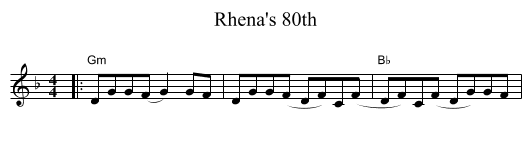 Rhena's 80th - staff notation