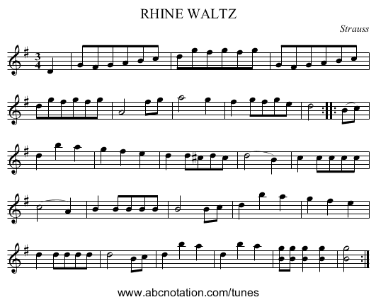 RHINE WALTZ - staff notation