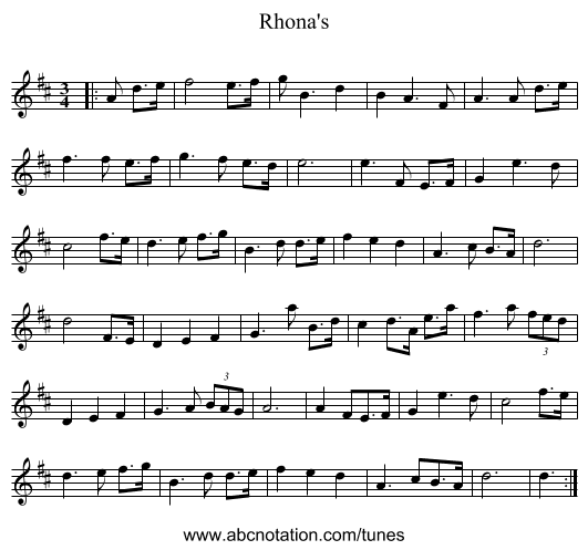 Rhona's - staff notation