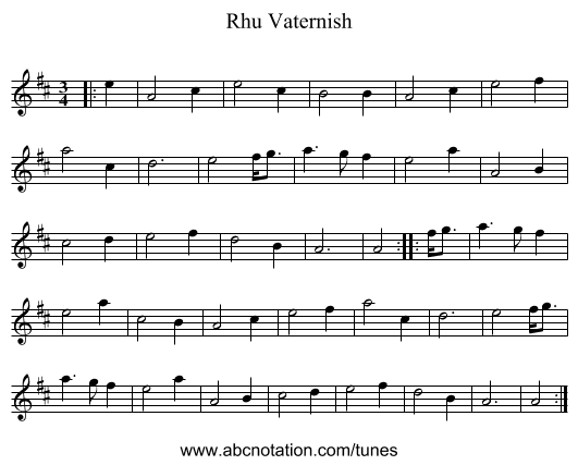 Rhu Vaternish - staff notation