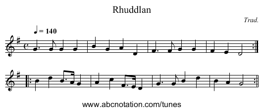 Rhuddlan - staff notation