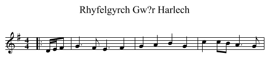 Rhyfelgyrch Gw?r Harlech - staff notation