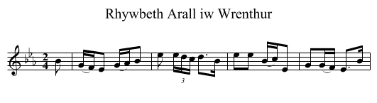 Rhywbeth Arall iw Wrenthur - staff notation