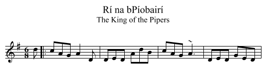 Rí na bPíobairí - staff notation