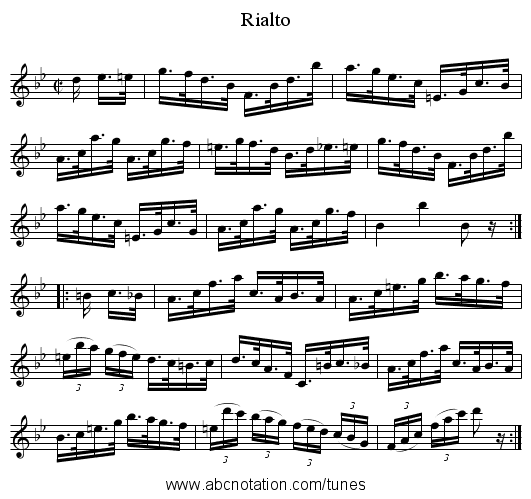 Rialto - staff notation