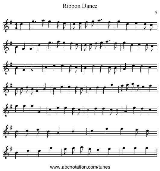 Ribbon Dance - staff notation