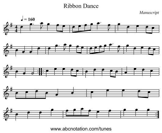 Ribbon Dance - staff notation