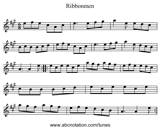 Ribbonmen - staff notation