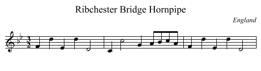 Ribchester Bridge Hornpipe - staff notation