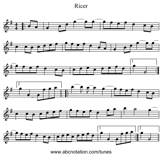 Ricer - staff notation