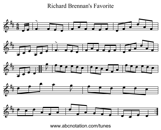 Richard Brennan's Favorite - staff notation