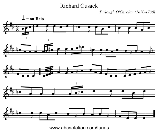 Richard Cusack - staff notation