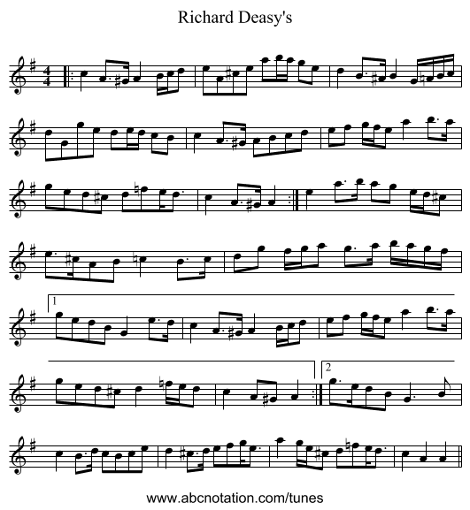 Richard Deasy's - staff notation