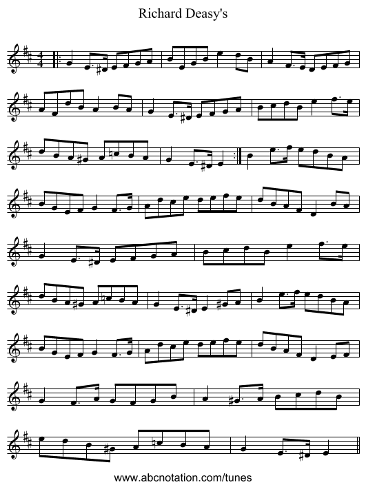 Richard Deasy's - staff notation