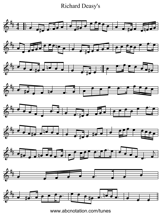 Richard Deasy's - staff notation