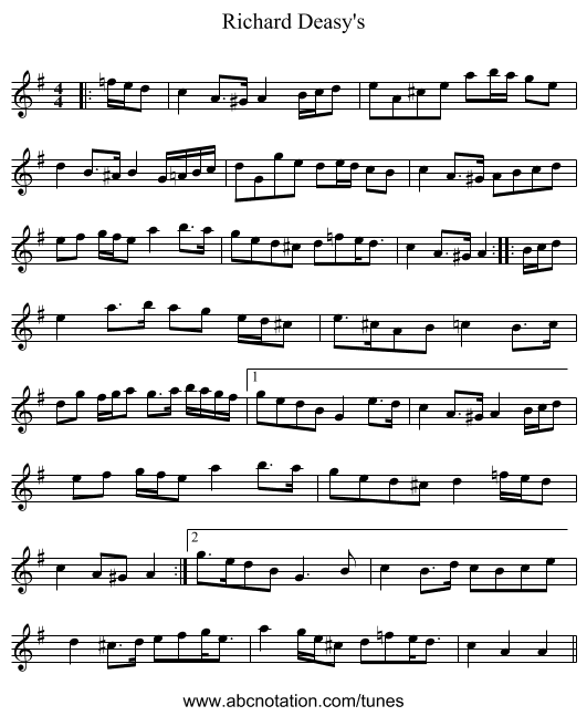 Richard Deasy's - staff notation