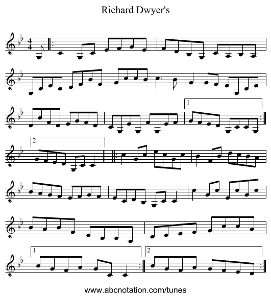 Richard Dwyer's - staff notation