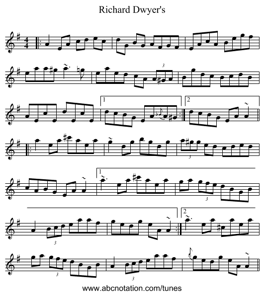 Richard Dwyer's - staff notation