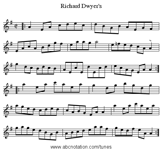 Richard Dwyer's - staff notation