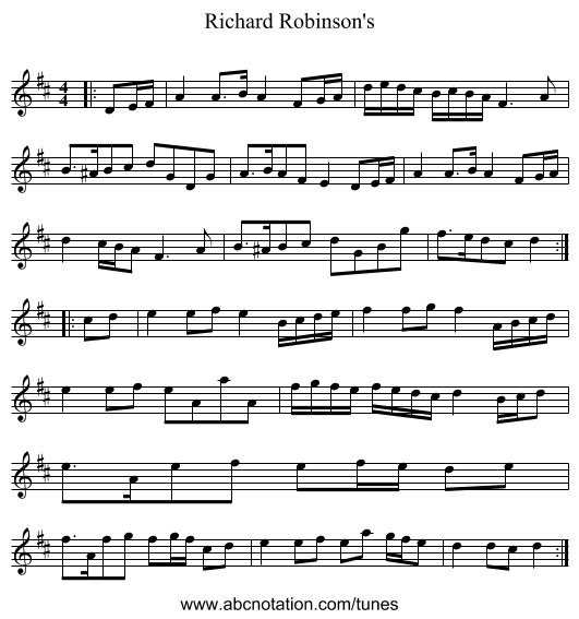 Richard Robinson's - staff notation