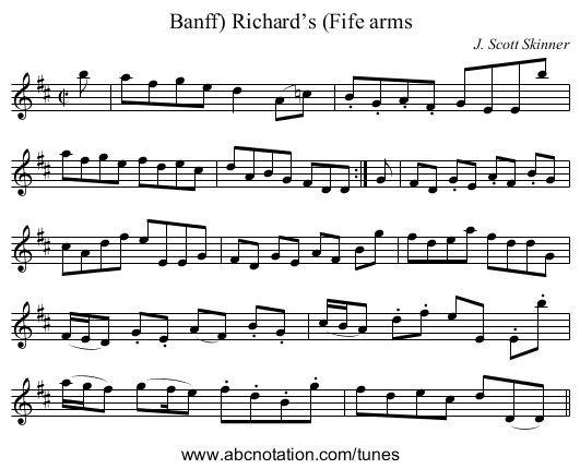 Richard’s (Fife arms, Banff) - staff notation