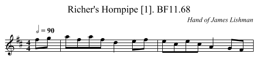 Richer's Hornpipe [1]. BF11.68 - staff notation