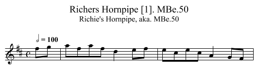 Richers Hornpipe [1]. MBe.50 - staff notation