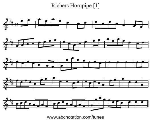 Richers Hornpipe [1] - staff notation