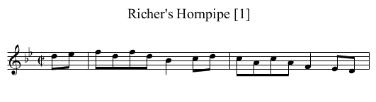 Richer's Hornpipe [1] - staff notation