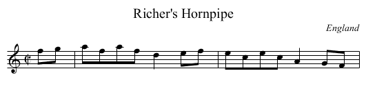 Richer's Hornpipe - staff notation