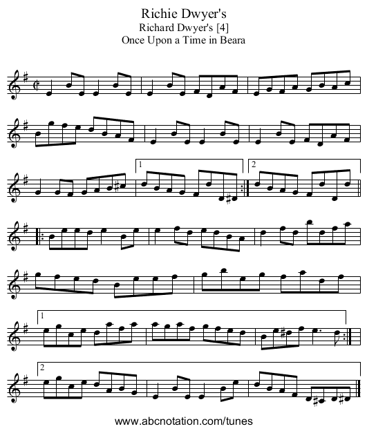 Richie Dwyer's - staff notation