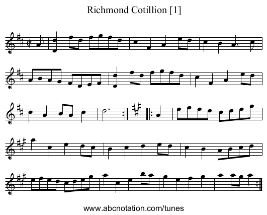 Richmond Cotillion [1] - staff notation