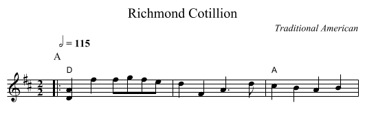 Richmond Cotillion - staff notation