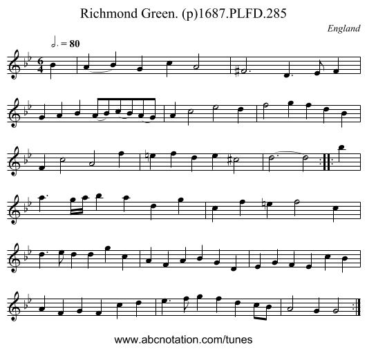 Richmond Green. (p)1687.PLFD.285 - staff notation