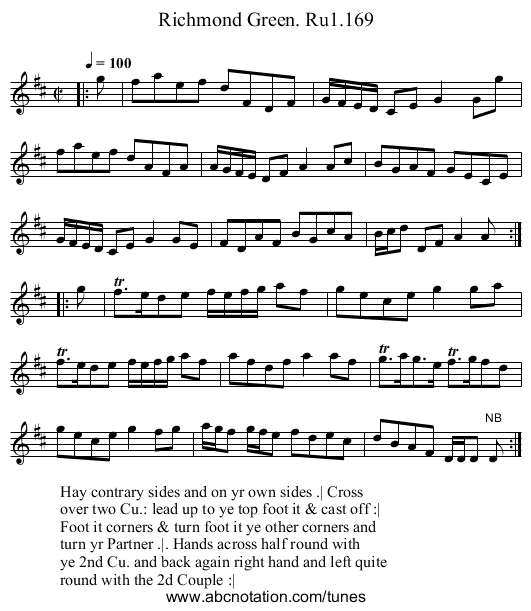 Richmond Green. Ru1.169 - staff notation