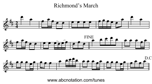 Richmond’s March - staff notation