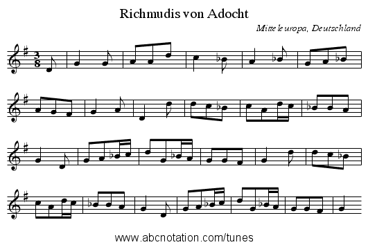 Richmudis von Adocht - staff notation