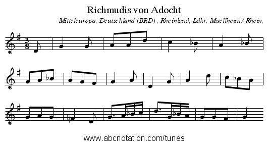 Richmudis von Adocht - staff notation