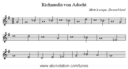 Richmudis von Adocht - staff notation
