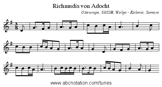 Richmudis von Adocht - staff notation
