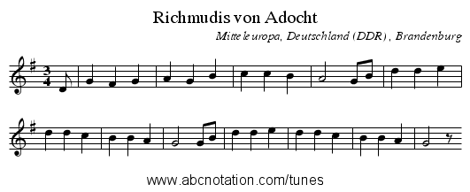 Richmudis von Adocht - staff notation