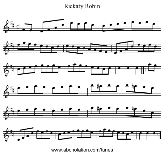 Rickaty Robin - staff notation