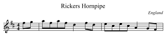 Rickers Hornpipe - staff notation