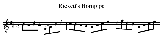 Rickett's Hornpipe - staff notation