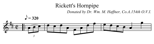 Rickett's Hornpipe - staff notation
