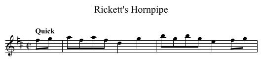 Rickett's Hornpipe - staff notation