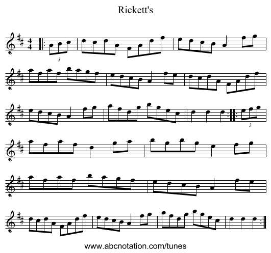 Rickett's - staff notation