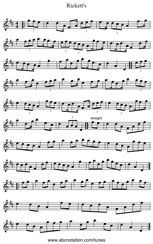 Rickett's - staff notation