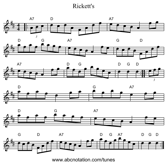 Rickett's - staff notation