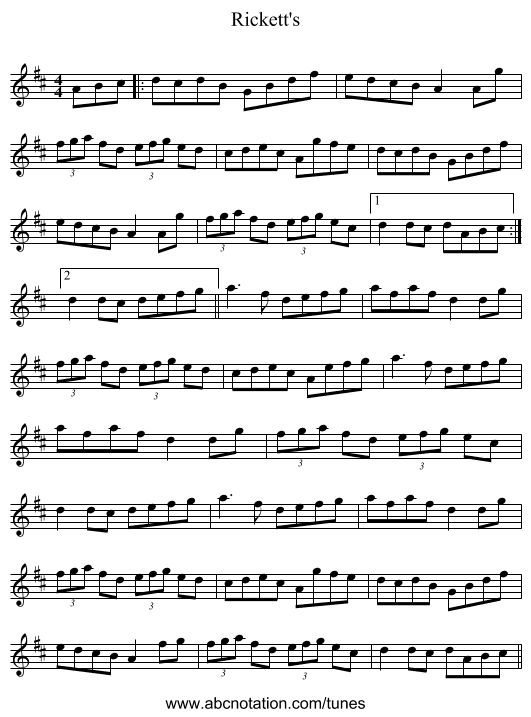 Rickett's - staff notation